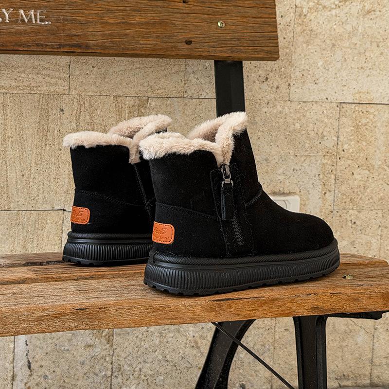 Zamszowe Śniegowce Damskie Buty Zimowe Skóra Naturalna Ciepły Plusz Zimna Zima Damskie Botki Rozmiar Plus 41