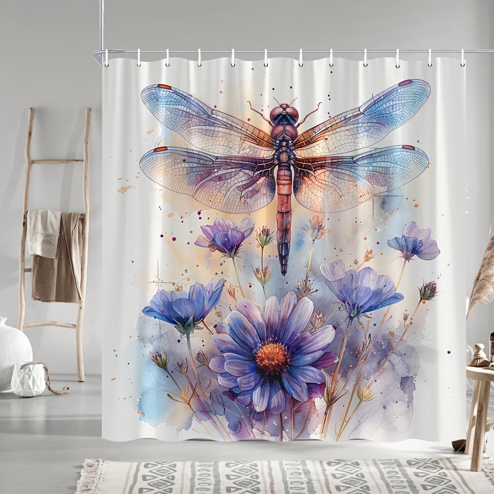 Dragonfly Dreams Shower Curtain - Water-Resistant Fabric for Bathroom - Ideal for Nature and Insect Lovers