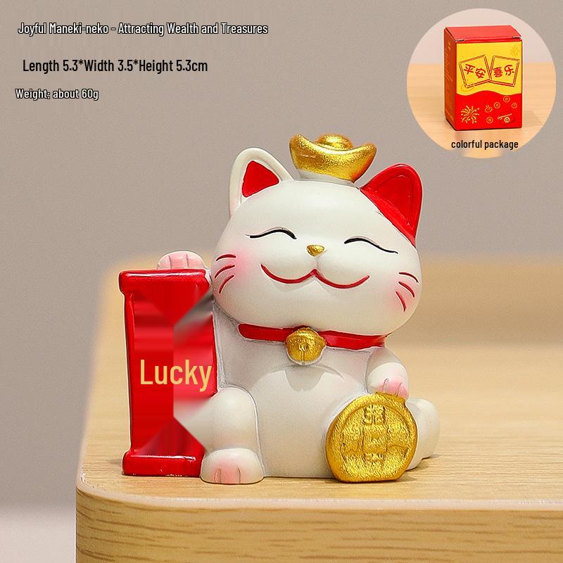 2025 Handmade Lucky Cat Ornament - Creative Cartoon Figure for Office Desk Decor and Cute Gifts