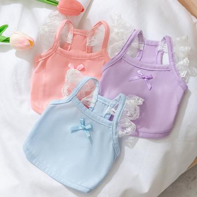 Spring and Summer Dog Korean Princess Style Candy Color Lace Small Flying Sleeve Vest Cat Teddy Pomeranian Pet Clothes