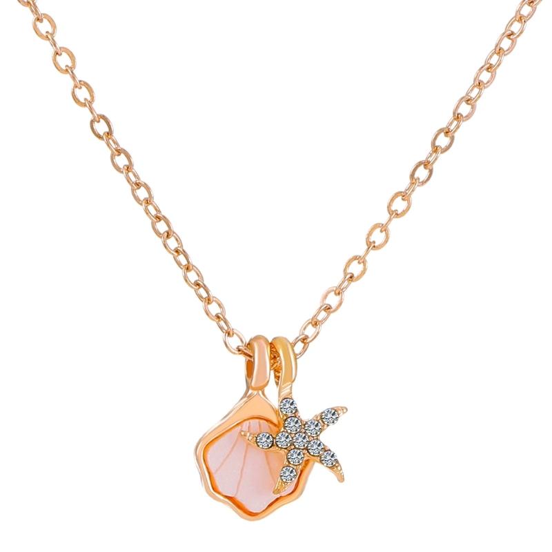 

Christmas Gift Starfish Shell Necklace Shining Zircon Necklace Lady Fringe Clavicle Chain Wedding Jewelry Party Gift 1