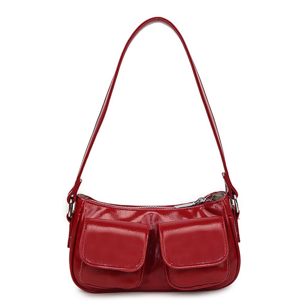 

UK Women Shoulder Bag Double Pockets PU Leather Handbag Clutch Purse (Silver)