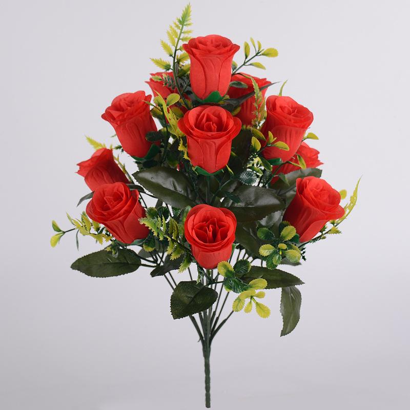 43cm Rose Silk Bouquet Rose Artificial Flowers 12 Heads Bridal Wedding Home Party Decoration Fake Flowers Artificial Flowers
