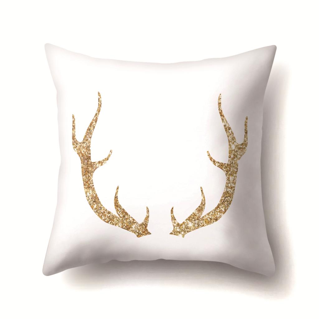Nordic Ins Golden Christmas Elk Polyester Pillow Cover