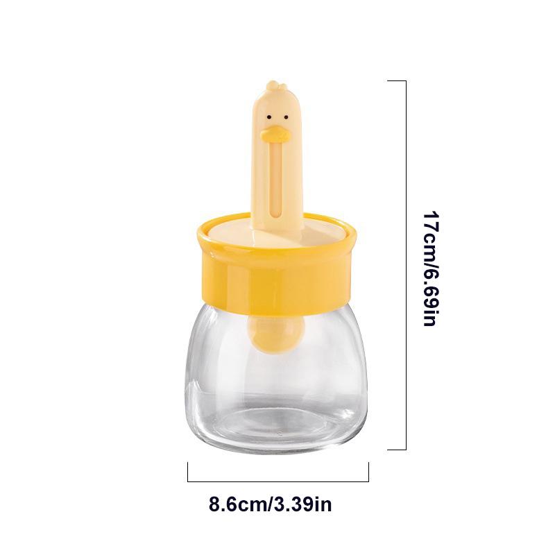 330ml Glas-Gewürzflasche mit Cartoon-Ente Teleskop-Löffel Haushaltsküche Salz Aufbewahrungsbox Auslaufsicher Feuchtigkeitsdicht