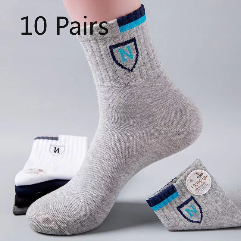 

10 пар мужских весенне-осенних деловых повседневных спортивных носков-труб с надписями 10 pairs