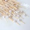 100pcs 12cm Gold Beads Bamboo Fruit Sticks Fruit Salad Snack Fork Cocktail Decor Cake Buffet Toothpicks Party Tableware Supplies