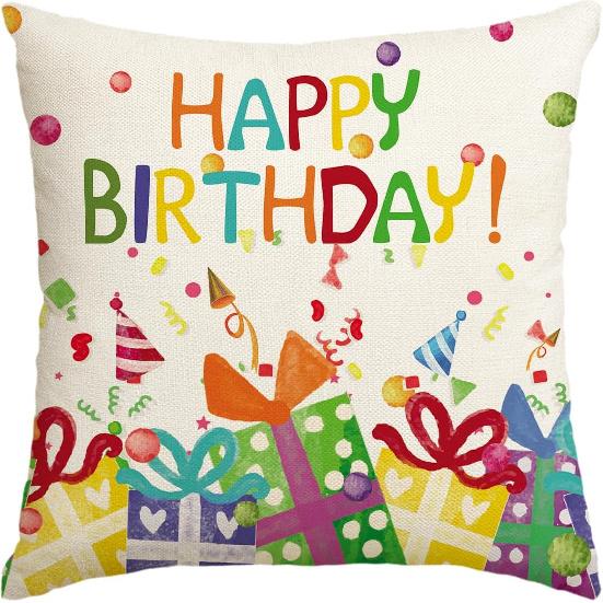 AVOIN Colorlife Happy Birthday Throw Pillow Cover, 12 X 20 Inch Birthday Gift Cushion Case Outdoor Decoration for Sofa Couch Farmhouse