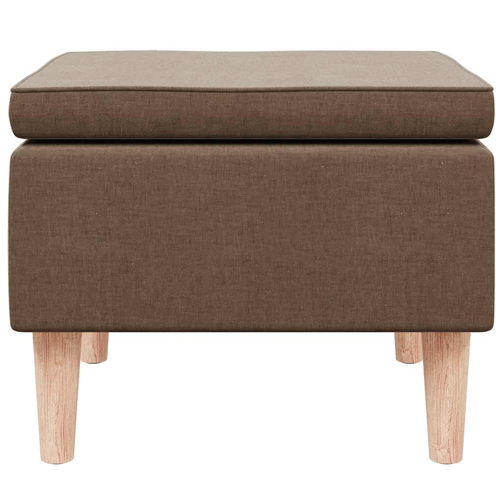 Footstool with Wooden Legs Brown Fabric