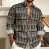 Best-Selling Men's 3D Printed Plaid Long-Sleeved Shirt, Fashionable Men's Shirt, Outdoor Casual Street Style Shirt