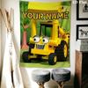 Custom Name Bob the Builder Wall Tapestry Aesthetic Wall Hanging Printed Fabric Blanket Decorative Tapestries for Bedroom Living Room Home Decor