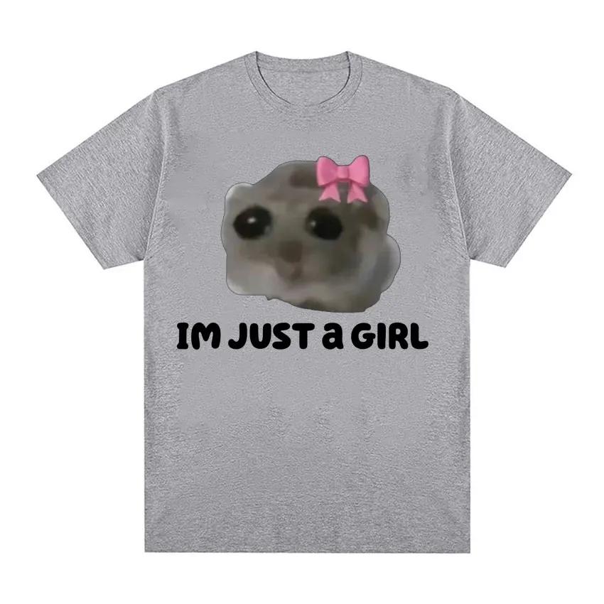 Funny Trendy Cute Sad Hamster Meme T-Shirt Men Women Summer Casual Short Sleeve Tshirts 100% Cotton Crewneck Kawaii Tops T Shirt