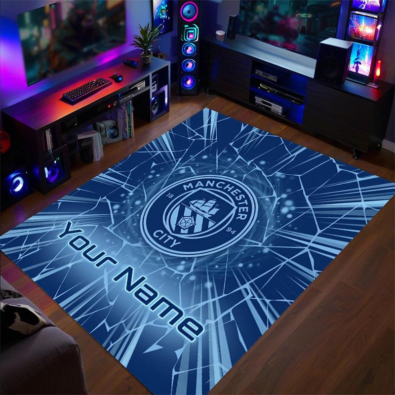 Crystal Velvet Rug Manchester City Print Custom Name Text Floor Mat Home Decor
