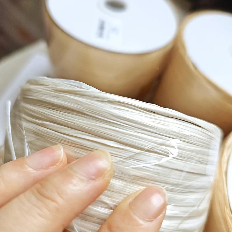 600M Raffia Strohgarn Häkelgarn für DIY Stricken Sommerstrohhut Handtaschen Kissen Handgeflochtenes Strohgarn