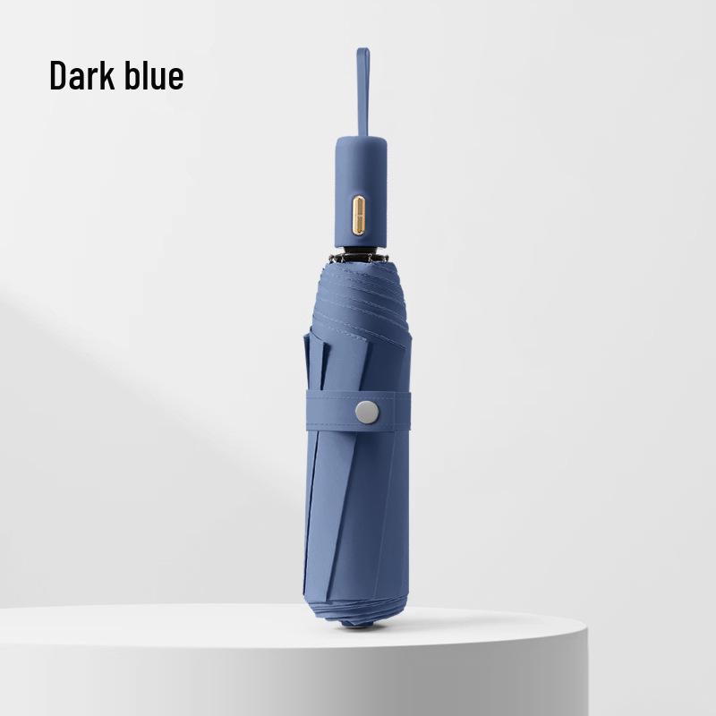 Three-fold Automatic Black UV Protection Umbrella with Double Rib and Wind Resistance for Rain and Shine