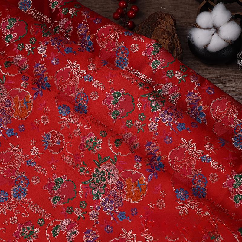 100x150cm High Quality Jacquard Brocade Fabric Thick Soft Bamboo Leaf for Women Dress Hanfu Upholstery Sewing Cloth Gold Blue