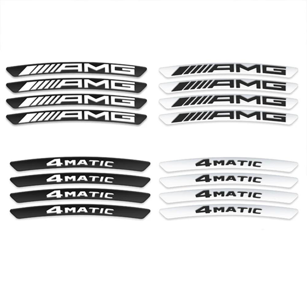 4Pcs Car Wheel Badge Sticker Emblem for Mercedes benz AMG Brabus 4 MATIC W124 W205 W211 W203 W204 W168 CLA CLK CLS GLA GLC C180
