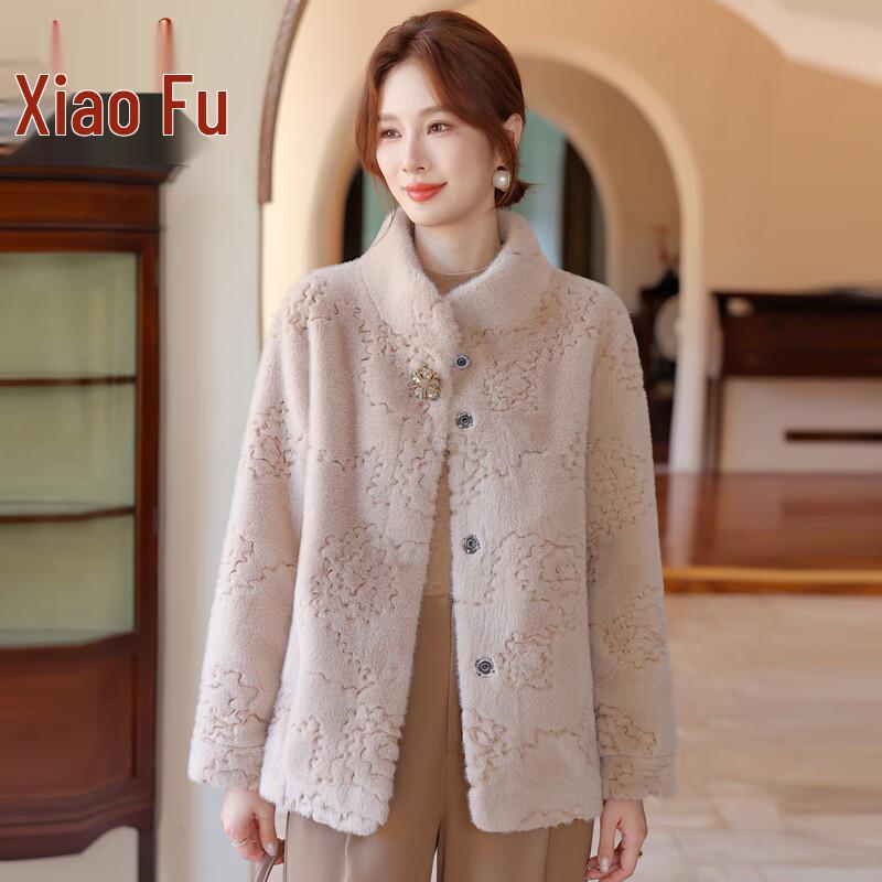 Elegant Faux Mink Fur Short Winter Coat for Mid-Aged Women