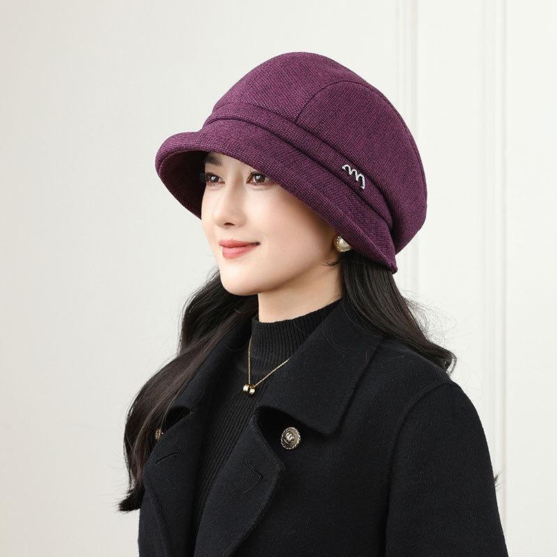 Middle-Aged And Elderly Women'S Season Peaked Hat Mother Warm Thickened Woolen Grandma Basin Hat Casual Bucket Hat
