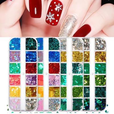 1 Box Nail Sequins Ultra-Thin Bright Color Mix Shape Wide Application Easy To Apply Decorative PET