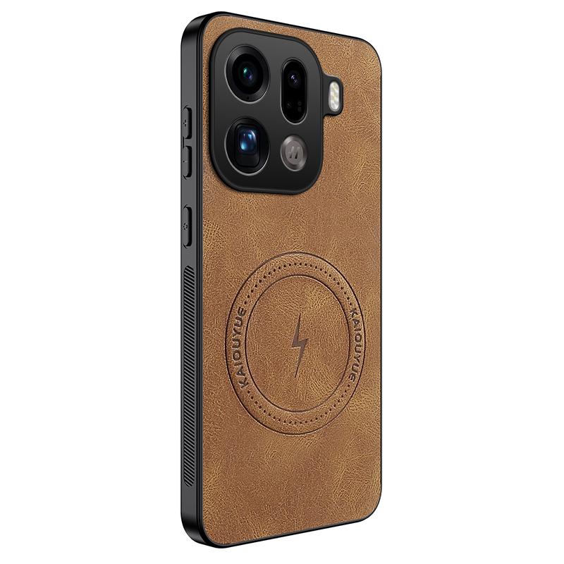 

Для OPPO Find X9 Pro Роскошный матовый чехол для телефона из кожи Cortex Для Oppo Find X9 Pro Противоударный силиконовый магнитный защитный чехол Oppo Find X9 Pro коричневый