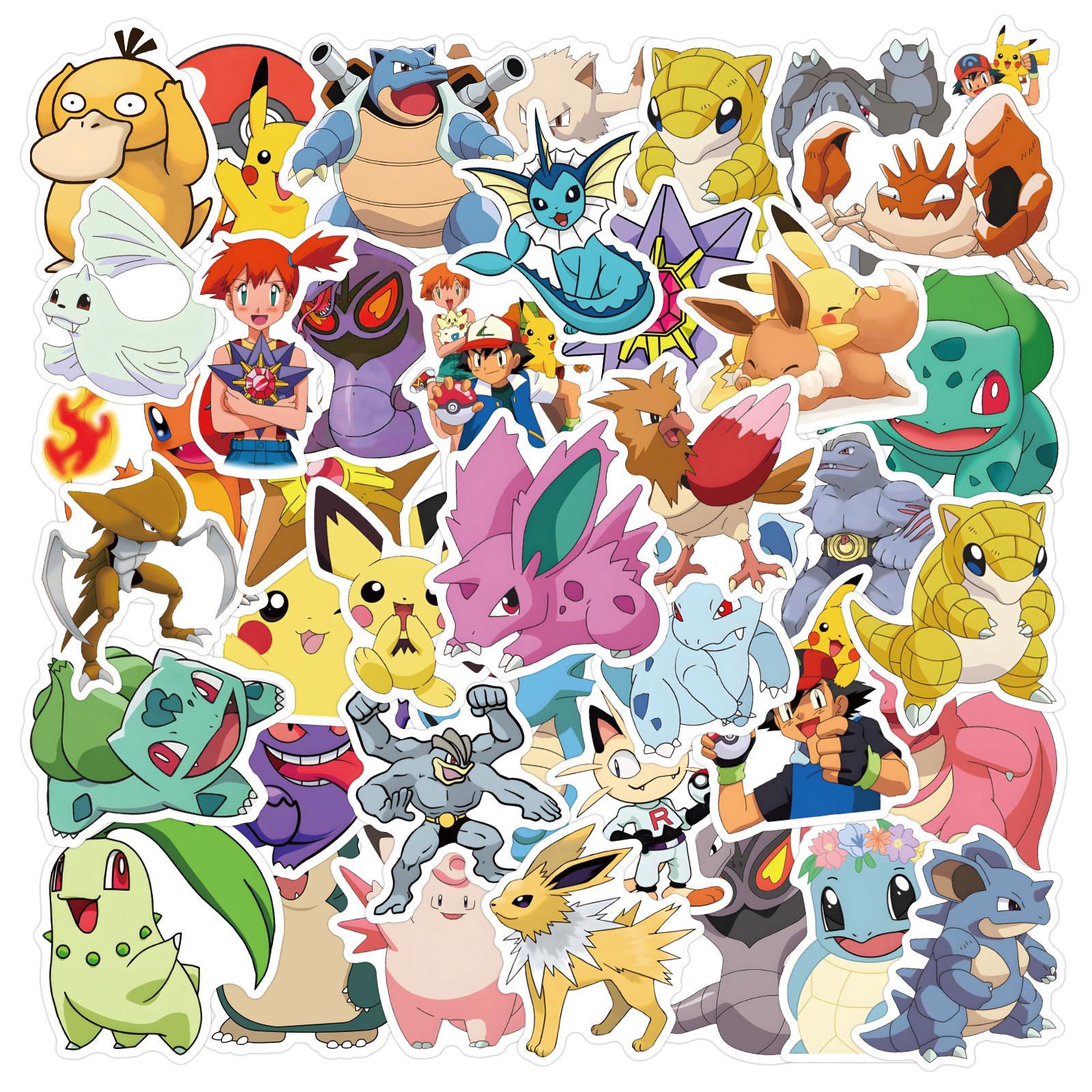50pcs Cute Pokemon Cartoon Graffiti Stickers for Guitar & Skateboard - Waterproof DIY Decoration