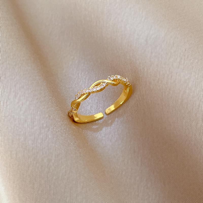 Copper Micro-Inlaid Open Zircon Ring, Women'S Fashion Personalized Ring, Index Finger Ring, The Same Simple And Cold Style