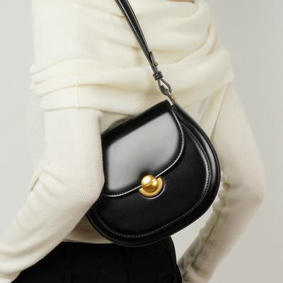 New Cowhide Shoulder Bag Niche Design Commuter Light Luxury Small Square Bag Genuine Leather Portable Messenger Bag