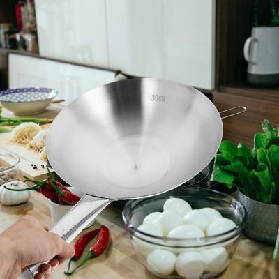 Stainless Steel Wok Pan Non Stick Frying Pans for Gas Stove Electric Induction Heavy Duty Chinese Wok Pan 30cm