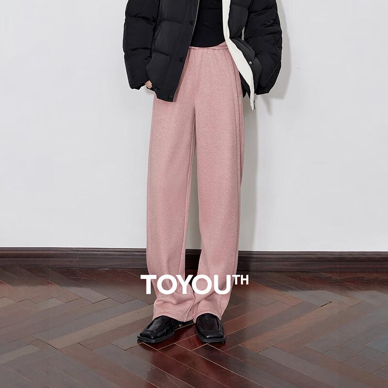 Chuyu Women s Elastic Waist Straight-Leg Casual Pants S