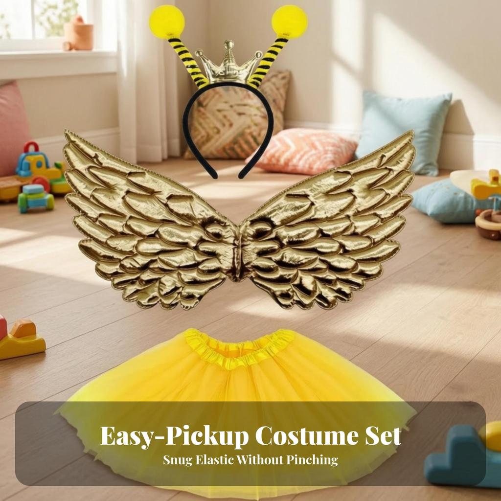 Bee Costume Set Cute with Tutu and Wings Lightweight for Photo Shoots