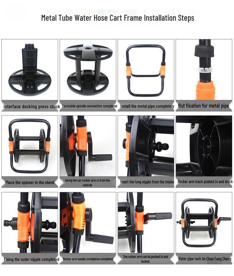 Car Wash Hose Reel & Storage Rack with 25-30 Meter Water Gun for 4 & 6-point Pipes