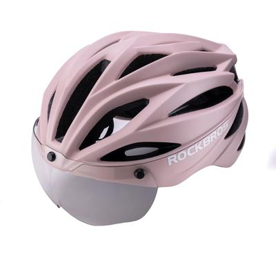 Rockbros Adult Bicycle CE Molded Impact with Magnetic Goggles and UV Adjustable Size Smoke for Road and School Helmet, Certified, Lightweight,
