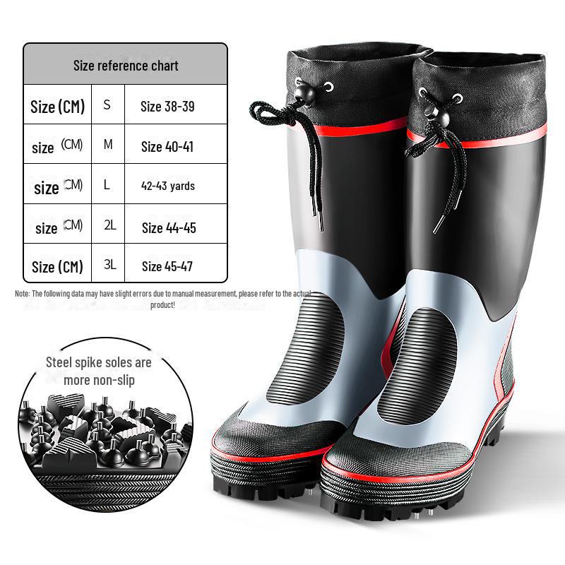 

Рибальські чоботи Qianrui з великими сталевими шипами: Вуличне, Нековзне, Високе Гумове Взуття для Скелястої та Рифової Риболовлі. S (Size 38-39)