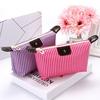 Striped Cosmetic Bag Portable Zippered Small Makeup Bag Foldable Stylish Toiletry Bag for Makeup Brushes Skincare Products