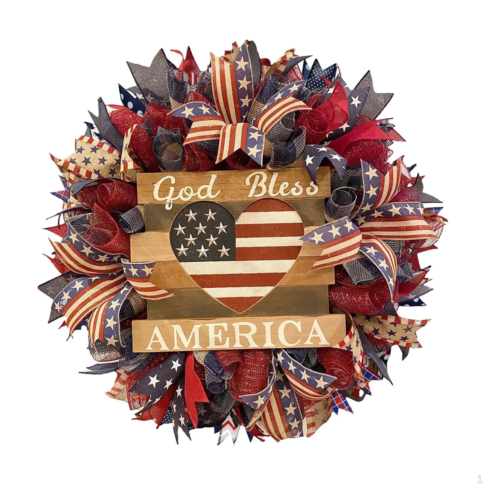 American Flag Artificial Wreath, Front Door Garland, Independence Day 40cm July 4th