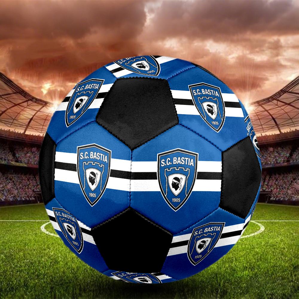SC Bastia Soccer Ball, Colorful, Suitable for All Ages, Machine-stitched, PVC Material, Competition Grade, Durable and High Bounce