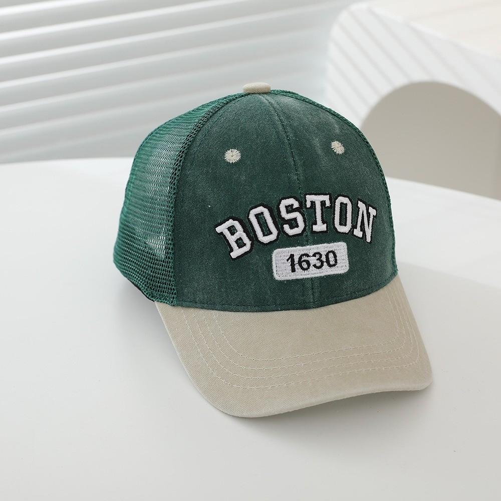 Fashion Mesh Baby Baseball Cap Letter Embroidery Vintage Patchwork Kids Snapback Hat Breathable Sun Protection Sun Hats Summer
