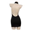 Yeni Anime Vermeil Altın Cosplay Vermeil Peruk Elbise Kadın Kızlar Siyah Seksi Halter Boyun Backless Kazak Kolsuz Bodycon
