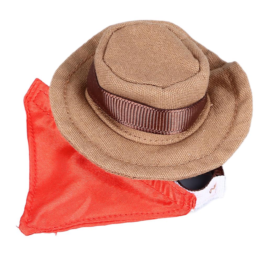 Bearded Dragon Cowboy Hat and Bandana Halloween Reptile Costume Cap with Removable Bib for Lizard Hamster Small Animal