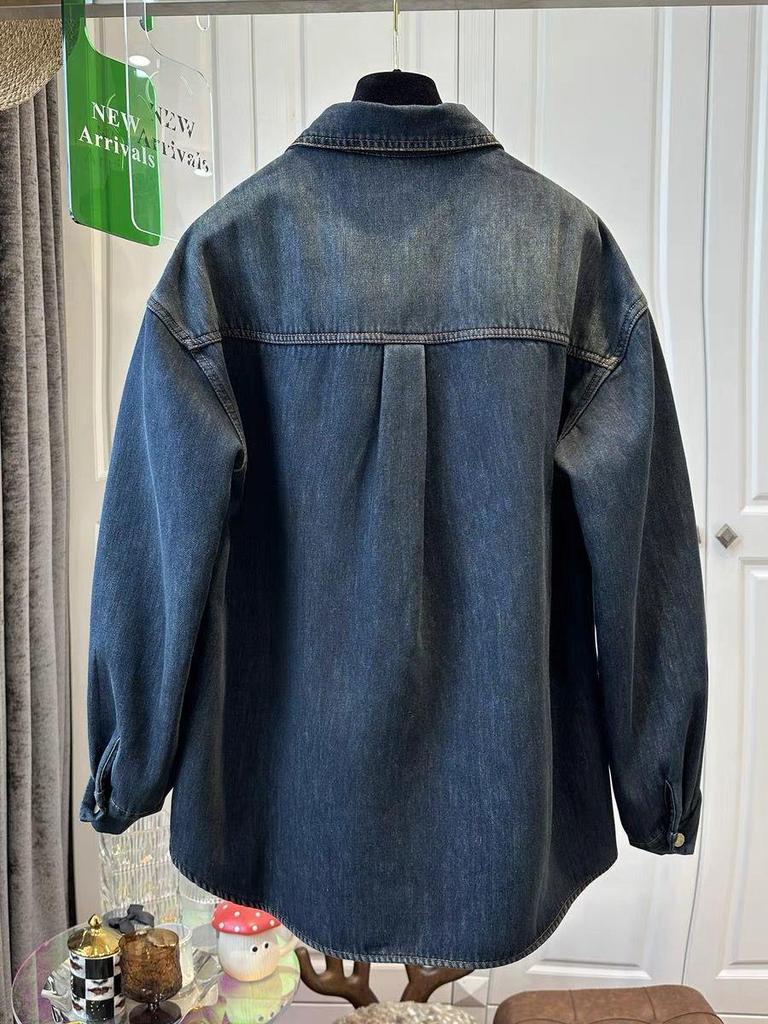 Velvet 2025 Retro Denim Shirt: Casual, Loose-Fit, Thickened Jacket for Spring & Autumn