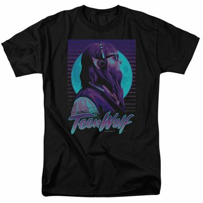 Teen Wolf Headphone Wolf T Shirt Mens Movie Tee Scott Howard Black Unisex T-Shirt