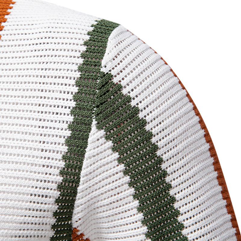 Gant 2025 Summer Embroidery New Breathable Hollow Men's Short Sleeve Polo Sweater Striped Knitted Polo Sweater for Men