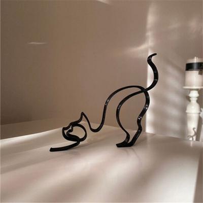 Chien Chat Art Minimaliste Sculpture Décor Cadeau Métal Décor Moderne Maison Bureau Accessoires Forme Animale Ornement Dropshipping
