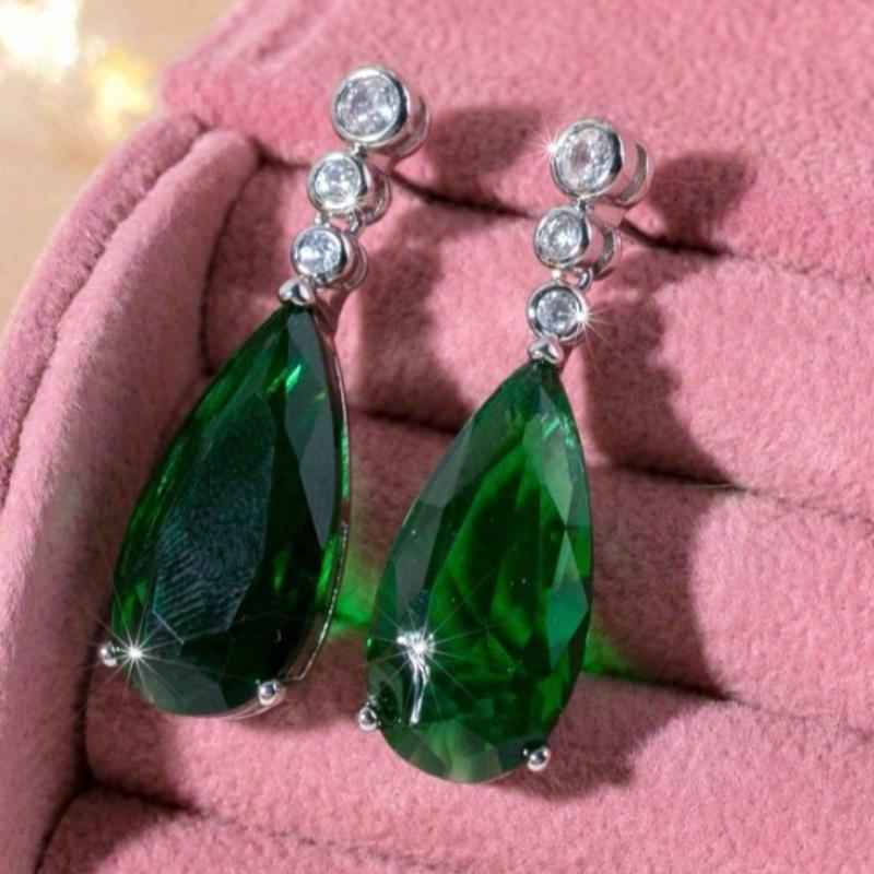 Элегантные серьги-капли с цирконами для женских модных вечеринок зелёный