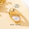 Women's Fashionable Single Ring, Simple and Elegant Geometric Drop-Shaped Imitation Pearl Ring, Suitable for Daily Wear and Vacation Without Box