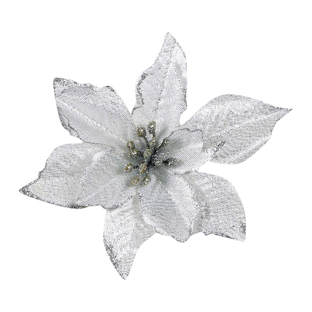 Brokatowe kwiaty świąteczne sztuczne kwiaty Wesołych Świąt Bożego Narodzenia ozdoby choinkowe do domu 12szt