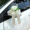 Wedding Car Rearview Mirror Decoration 1Pcs Retro Flower Bow Handle Decor Elegant Bridal Vehicle Accessory Ceremony Scene