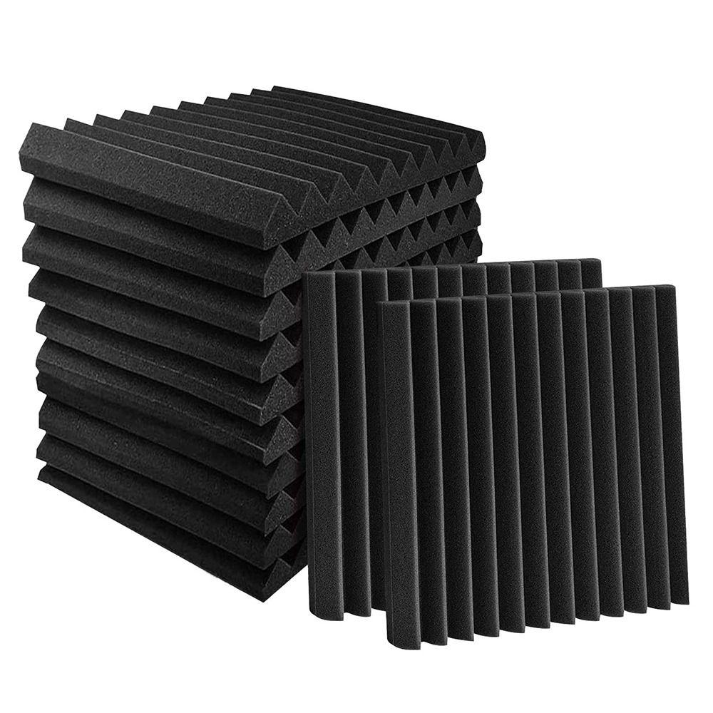 1/12Pcs 30x30x2.5cm Soundproofing Foam Triangular Groove Wedge Foam Tile Acoustic Foam Board
