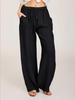 2024 New Plus Size Women's High Waist Cotton Linen Wide Leg Pants